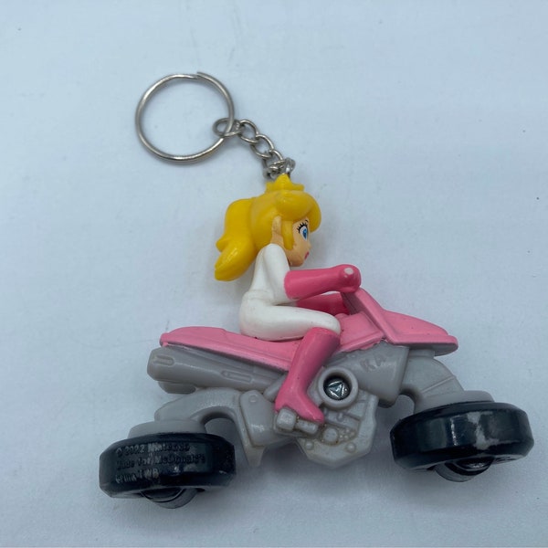 Nintendo Princess Peach Pink Mariokart Motorcycle Character Keychain Backpack Zipper Purse Chain 2.5" Tall Repurposed Toys Figural Figure