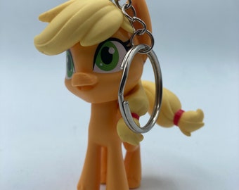 Applejack My Little Pony MLP 3.25" Tall Character Keychain Backpack Zipper Purse Chain Repurposed Toys Figural Figure