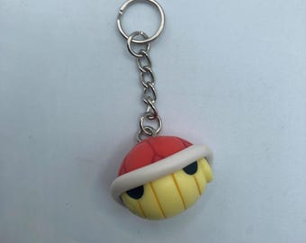 Nintendo Super Mario Red Turtle Shell Mariokart Video Game Keychain Backpack Zipper Purse Chain 1" Tall Repurposed Toys Figural Figure