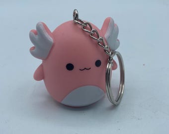 Kellytoys Jazwares Pink Axolotl Squishmallow Squishmallows Keychain Backpack Zipper Purse Chain 2" Tall Repurposed Toys Figural Figure