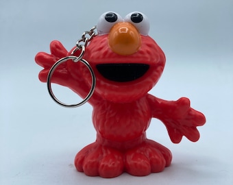 Sesame Street Elmo Red Muppet Keychain Backpack Zipper Purse Chain 2.5" Tall Repurposed Toys Figural Figure