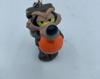 Wild E Coyote Space Jam Looney Tunes Character Keychain Backpack Zipper Purse Chain 3" Tall Repurposed Toys Figural Figure