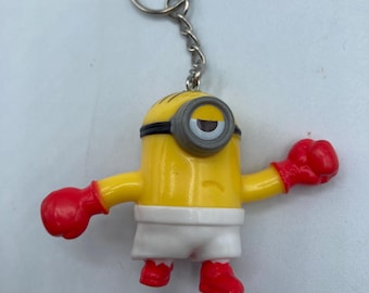 Dreamworks Minion Minions Boxing Gloves Boxer Keychain Backpack Zipper Purse Chain 2" Tall Repurposed Toys Figural Figure
