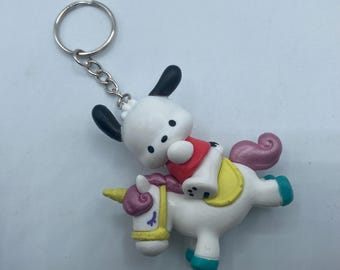 Sanrio Hello Kitty Pochacco White Dog Unicorn Keychain Backpack Zipper Purse Chain 2.5" Tall Repurposed Toys Figural Figure