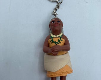 Moana Moana's Grandma Grandmother Character Keychain Backpack Zipper Purse Chain 3" Tall Repurposed Toys Figural Figure