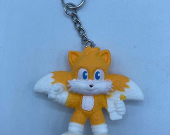 Sega Sonic the Hedgehog Tails 2 Tails Keychain Backpack Zipper Purse Chain 2" Tall Repurposed Toys Figural Figure