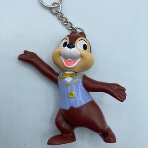 Disney Chip and Dale Chipmunks Keychain Backpack Zipper Purse Chain 2.5&quot; Tall Repurposed Toys Figural Figure