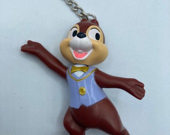 Disney Chip and Dale Chipmunks Keychain Backpack Zipper Purse Chain 2.5" Tall Repurposed Toys Figural Figure
