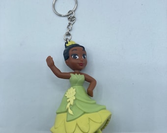 Disney Tiana Green Dress Posing Princess Character Keychain Backpack Zipper Purse Chain 3" Tall Repurposed Toys Figural Figure