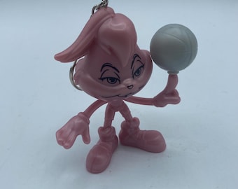 Lola Bunny Rabbit Space Jam Looney Tune Squad Tunes Pink Character Keychain Backpack Zipper Purse Chain 3" Tall Repurposed Toys Figure