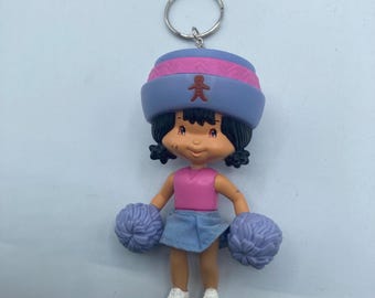 Strawberry Shortcake Cartoon Character Gingerbread Ginger Snap Keychain Backpack Zipper Purse Chain 4" Tall Repurposed Toys Figural Figure