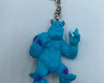 Disney Pixar Monsters Inc University Sully Keychain Backpack Zipper Purse Chain 2" Tall Repurposed Toys Figural Figure