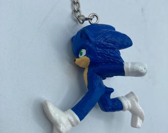 Sega Video Game Sonic the Hedgehog Blue 2.5" Character Keychain Backpack Zipper Purse Chain Repurposed Toys Figural Figure