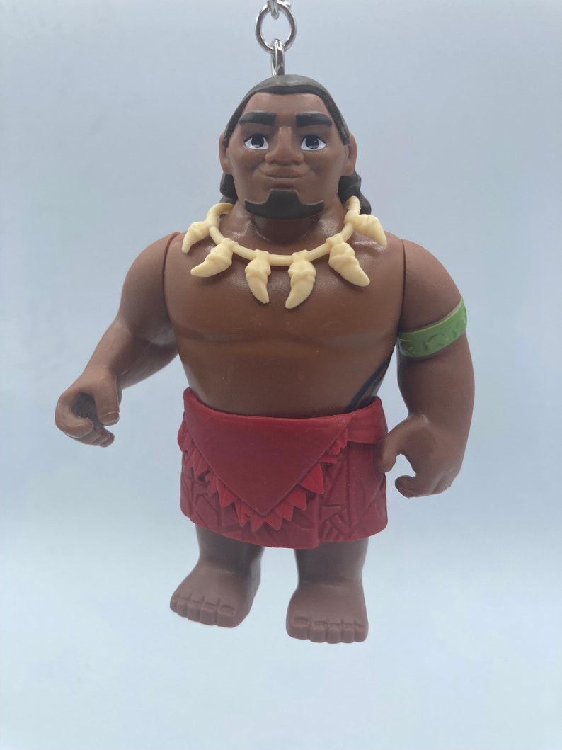 Disney Moana Moana's Dad Padre Llavero Mochila Cremallera Monedero Cadena 3.5 "Alto Juguetes Reutilizados Figura Figural imagen 1