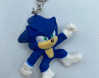 Sega Video Game Sonic the Hedgehog Blue 2.5" Character Keychain Backpack Zipper Purse Chain Repurposed Toys Figural Figure
