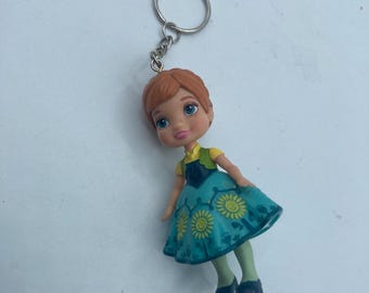 Walt Disney Pixar Frozen 1 2 Anna Large Keychain Backpack Zipper Purse Chain 3" Tall Repurposed Toys Figural Figure