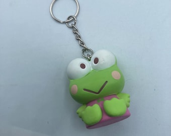 Sanrio Keropi Frog Green Keychain Backpack Zipper Purse Chain 2" Tall Repurposed Toys Figural Figure