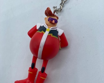 Sega Sonic the Hedgehog Doctor Dr. Eggman Keychain Backpack Zipper Purse Chain 3" Tall Repurposed Toys Figural Figure