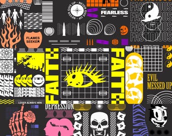 Urban y2k Streetwear Bundle |PNG,AI,SVG| Tshirt Bundle | T-Shirt Print Design | Hip Hop T-Shirt | Pop Culture | T-Shirt Pod Design