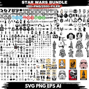 Star Wars Svg Bundle, Star Wars Svg, Star Wars Png, Svg Files For Cricut, Darth Vader Svg, Mandalorian Svg, Star Wars Cricut, Digital Files