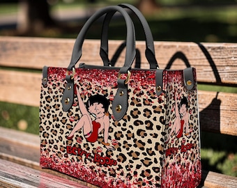 Betty Boop Leopard Pu Woman Leather Handbag, Christmas Shoulder Bag, Crossbody Bag