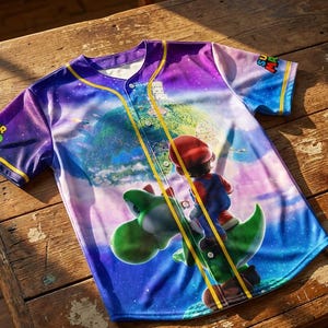 Super Mario Galaxy Baseball Jersey Custom Kids Adult Matching Family Birthday Gift Shirt image 1