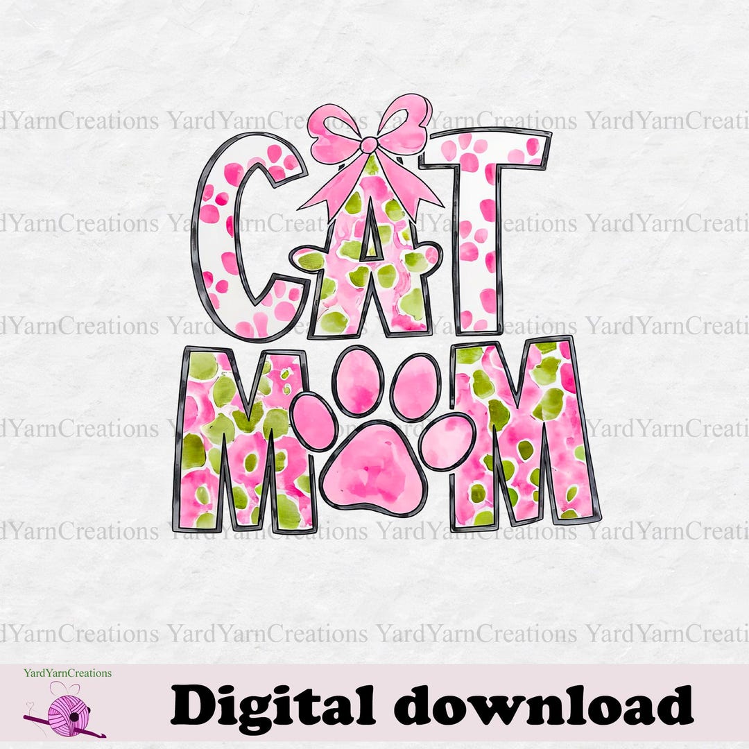 Retro Floral Cat Mom Png, Coquette Bow Cat Mom Png, Mama Mom File ...