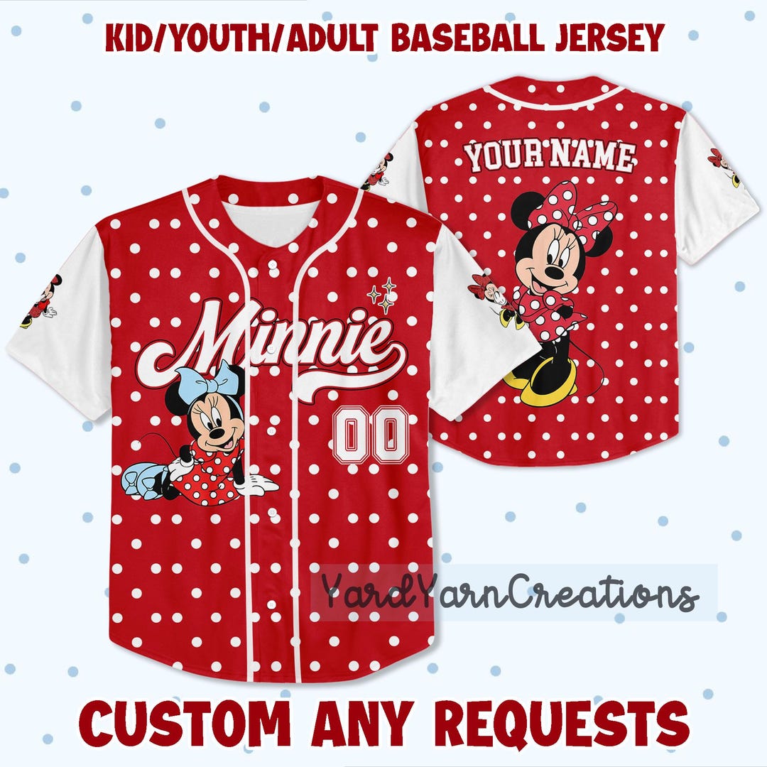 Minnie Baseball Personalize Minnie Baseball Kid Youth Adult Jersey, Disney Vacation ...
