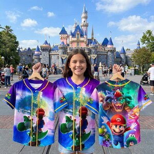 Super Mario Baseball Jersey Galaxy Style Kids Adult Matching Family Birthday Gift Nintendo Shirt image 2