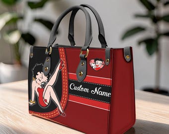 Personalized  Betty Boop Pu Woman Leather Handbag, Christmas Shoulder Bag, Crossbody Bag