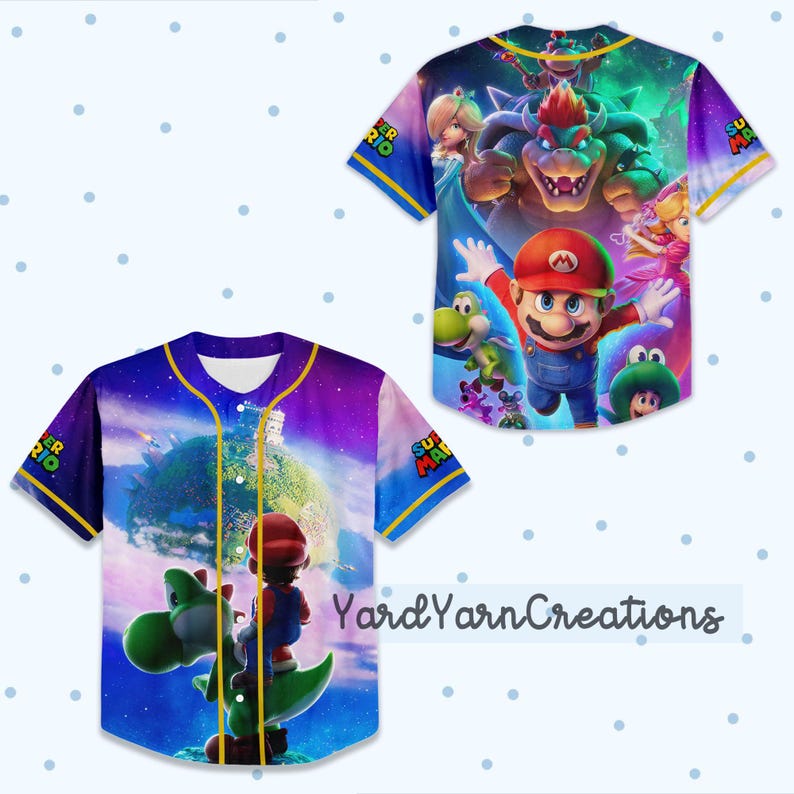 Super Mario Galaxy Baseball Jersey Custom Kids Adult Matching Family Birthday Gift Shirt image 12