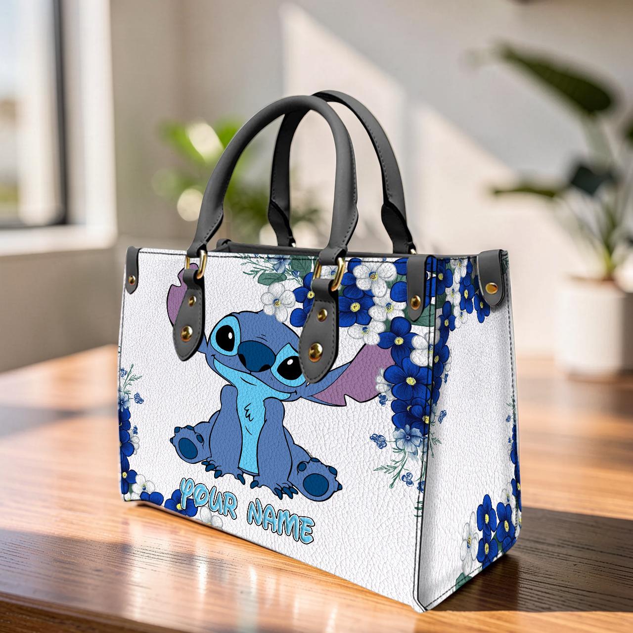Discover Personalized White Leather Handbag with Disney Vacation Design, Vintage Crossbody and Top Handle Bag
