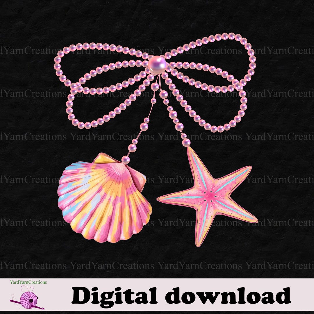 Coquette Pearl Bow Png, Summer Vibes, Pink Clam Png, Summer Beach Png ...