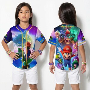 Super Mario Baseball Jersey Galaxy Style Kids Adult Matching Family Birthday Gift Nintendo Shirt image 7