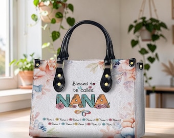 Nana Leather Handbag Custom Grandma Gift Blessed To Be Called Nana Purse