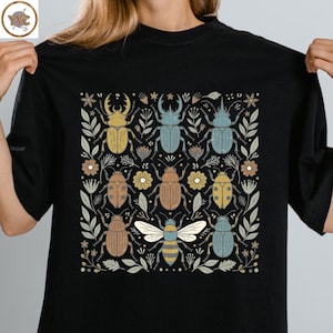 Vintage Beetles Chart Shirt, Retro Insect Entomology Tee, Cottagecore Nature Gift