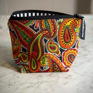 SMALL Paisley Tie Project Bag: Small Sock Knitting and Crochet in Vintage Fabric