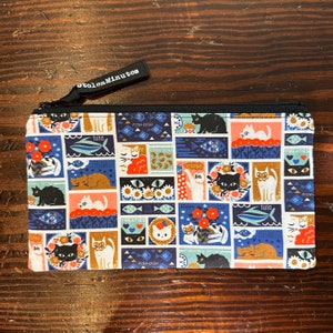 NOTIONS ディナータイムキャッツ ノーションポーチ、かぎ針編み、小さなメイクアップバッグ、イースターバスケット、ペンシルポーチ、ジッパー付きプロジェクトバッグ、先生へのギフト