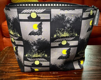 Bolsa grande para proyectos de murciélagos y fogatas de Charley Harper, bolso para crochet o tejido