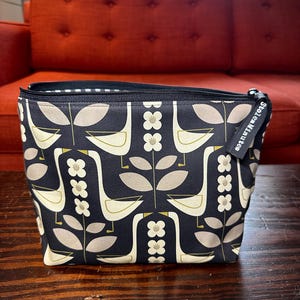 Bolsa para projetos de tricô Garden Goose MÉDIA: bolsa com zíper em sarja de algodão