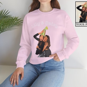 Suéter personalizado para melhor amigo usando foto do melhor amigo + nome, suéter personalizado com retrato de cachorro, pulôver personalizado para melhor amigo, presente de moletom