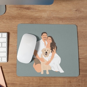 Impressão de Mousepad Personalizada | Retrato de Família Personalizado | Estilos de Aquarela, Linha, Desenho Animado | Presente de Mesa Único