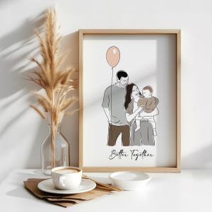Personalized Doodle Portrait, Custom Digital Art Gift, Custom Faceless Line Portrait, Fun Digital Wall Art, Unique Digital Drawing for Home