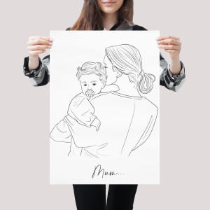 Impresión de póster personalizada / Retrato familiar personalizado / Acuarela, línea, estilos de dibujos animados / Regalo de arte de pared único - Regalo de Navidad, regalo de arte de pared