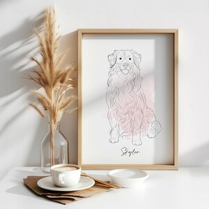 Ritratto di animale domestico con disegno lineare, opera d'arte digitale personalizzata, ritratto di animale domestico con disegno lineare personalizzato, disegno lineare personalizzato, disegno minimalista moderno di animale domestico