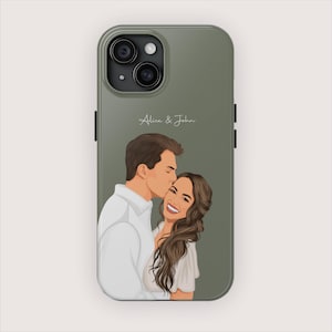 Funda de teléfono personalizada con retrato personalizado. Convierte tu foto en una funda de teléfono personalizada, estilo acuarela, línea o caricatura.