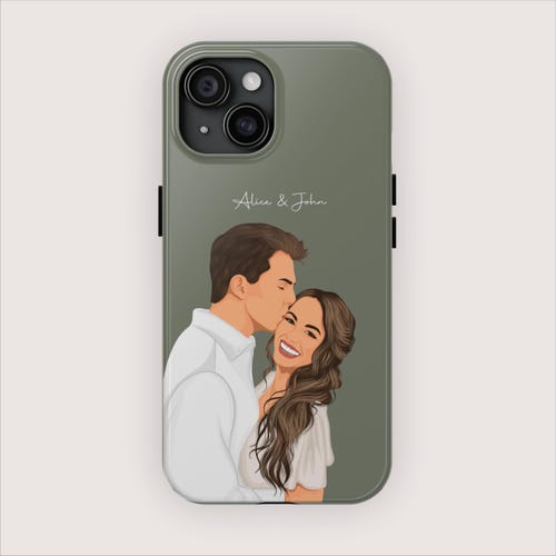Custom Photo Phone Case: Personalized Portrait, Watercolor Style - Etsy