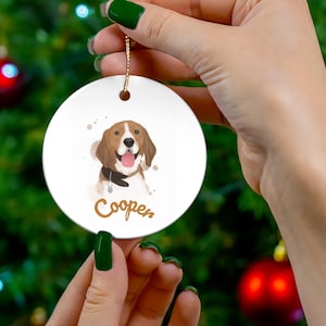 Personalized Pet Watercolor Ornament Using Pet&#39;s Photo + Name - Custom Ornament Christmas Dog Ornament Personalized Dog Ornament Custom Dog