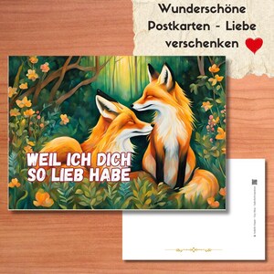 Cartes postales avec 4 motifs d'animaux mignons pour vos personnes préférées (partenaire, ami, collègue, famille) | Produit numérique