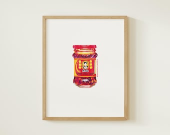 Chili Oil Art Print, Kitchen Wall Decor, Food Print, Kitchen Wall Art